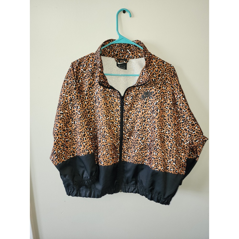 Nike Sportswear Women Leopard Print Size Small Colorblock Windbreaker Jacket